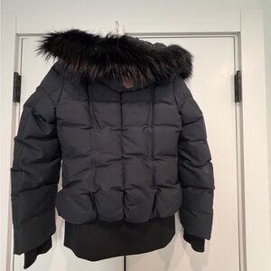 Mackage Black Puffer Jacket with Fur Trim